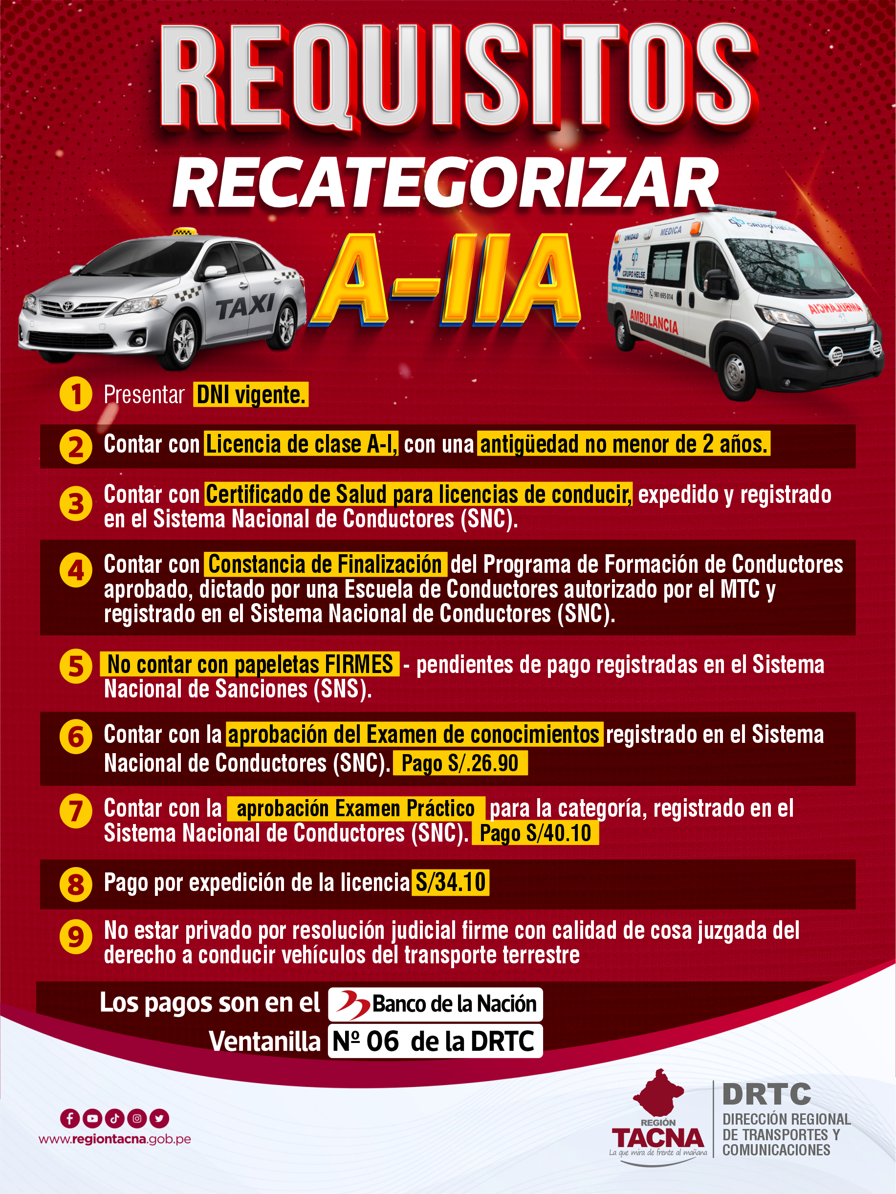 ¿Quieres obtener tu licencia de conducir A-IIA?

Aquí te contamos los 9 pasos clave para lograrlo 

- Presentar tu DNI vigente.
- Contar con licencias de clase A-I, con una antigüedad no menor de