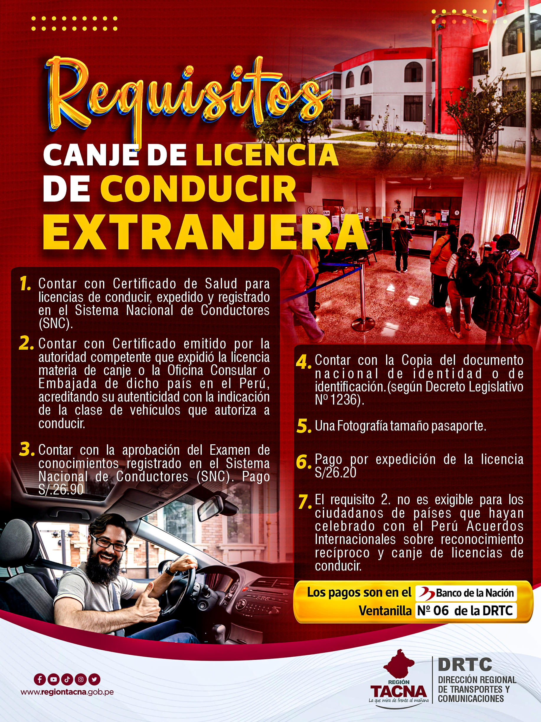 ¿Quieres obtener el canje de licencia de conducir extranjera?

Aquí te contamos los 7 pasos clave para lograrlo 

- Contar con Certificado de Salud para licencias de conducir, expedido y registrad